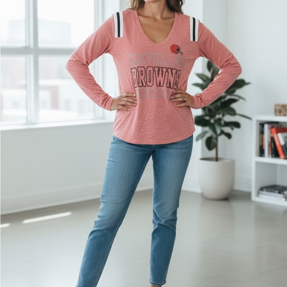 Cleveland Browns Light Orange Long Sleeve Sports Tee